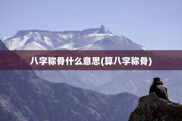 八字称骨什么意思(算八字称骨)