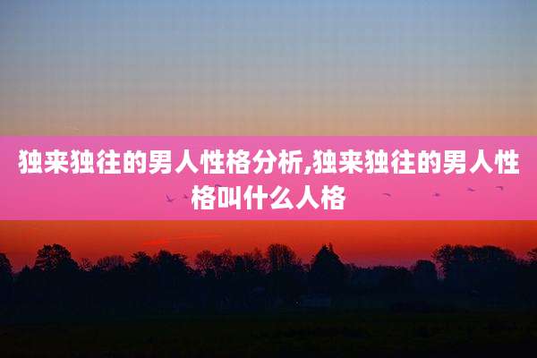 独来独往的男人性格分析,独来独往的男人性格叫什么人格