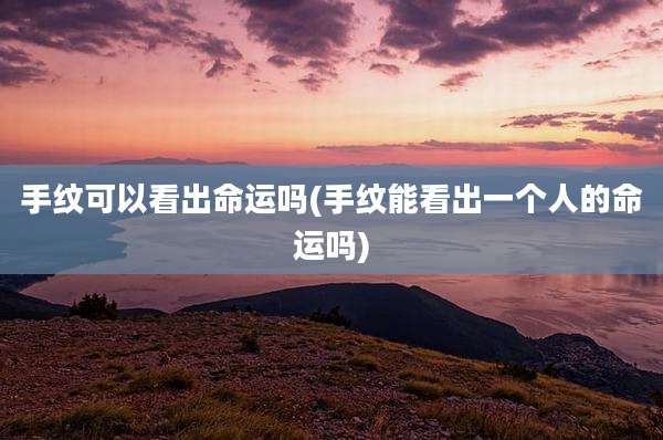 手纹可以看出命运吗(手纹能看出一个人的命运吗)