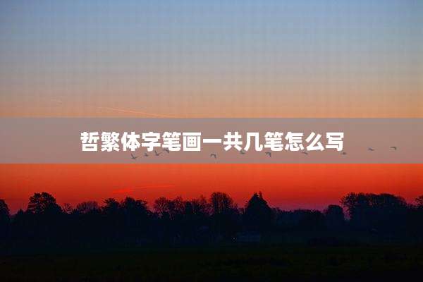 哲繁体字笔画一共几笔怎么写