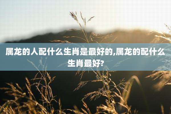 属龙的人配什么生肖是最好的,属龙的配什么生肖最好?