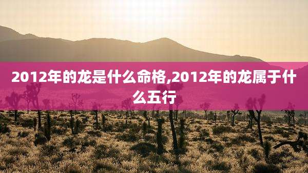 2012年的龙是什么命格,2012年的龙属于什么五行