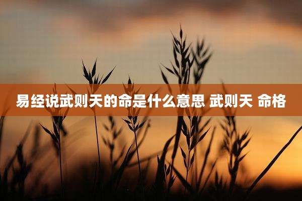 易经说武则天的命是什么意思 武则天 命格