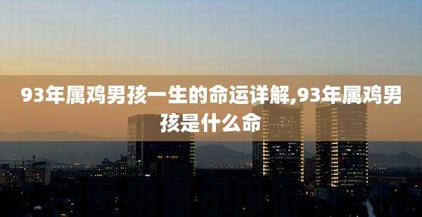 93年属鸡男孩一生的命运详解,93年属鸡男孩是什么命