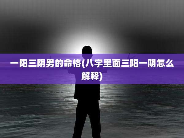 一阳三阴男的命格(八字里面三阳一阴怎么解释)