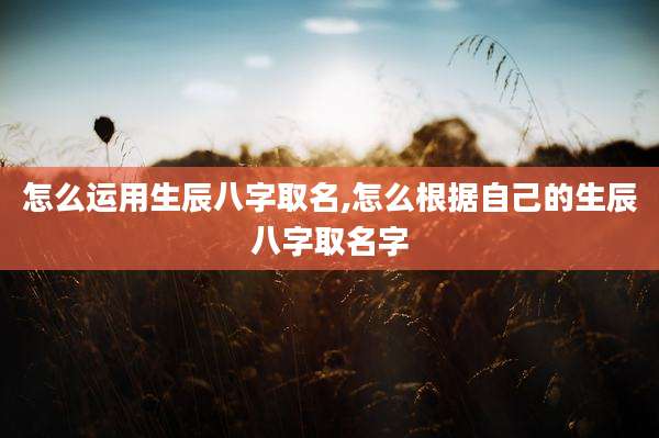 怎么运用生辰八字取名,怎么根据自己的生辰八字取名字