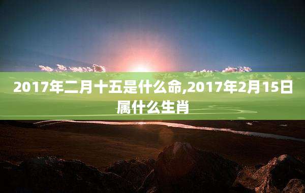 2017年二月十五是什么命,2017年2月15日属什么生肖