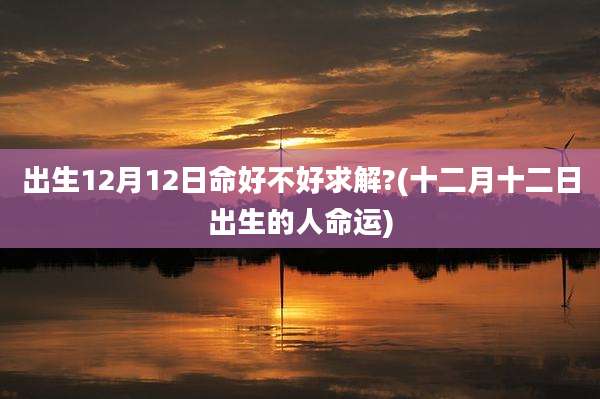 出生12月12日命好不好求解?(十二月十二日出生的人命运)