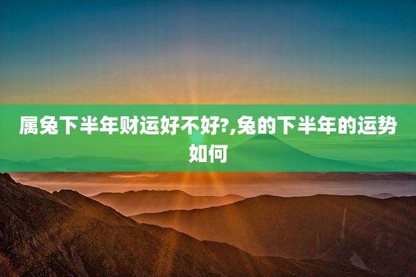 属兔下半年财运好不好?,兔的下半年的运势如何