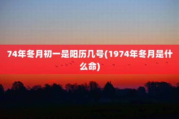 74年冬月初一是阳历几号(1974年冬月是什么命)