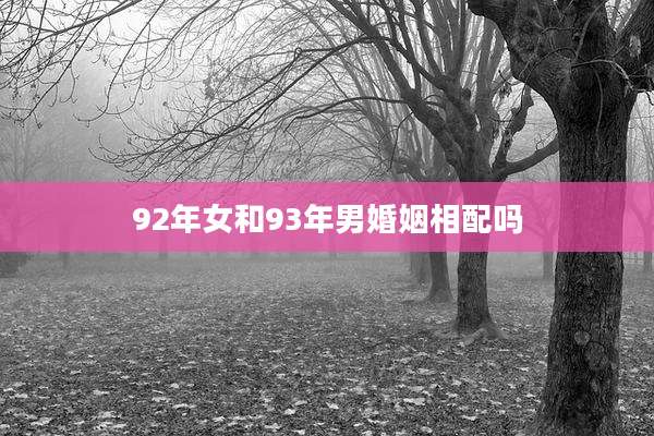 92年女和93年男婚姻相配吗
