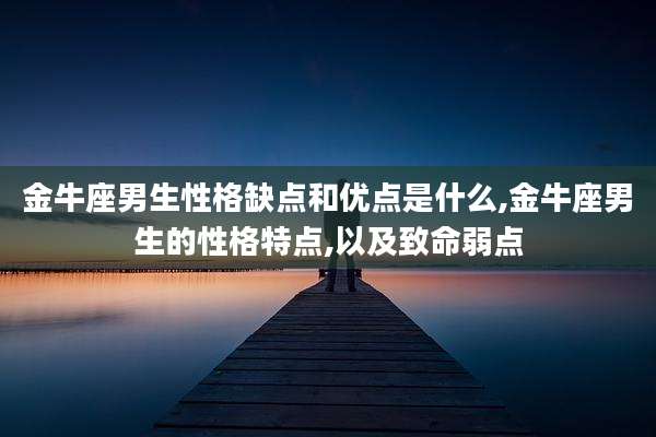 金牛座男生性格缺点和优点是什么,金牛座男生的性格特点,以及致命弱点