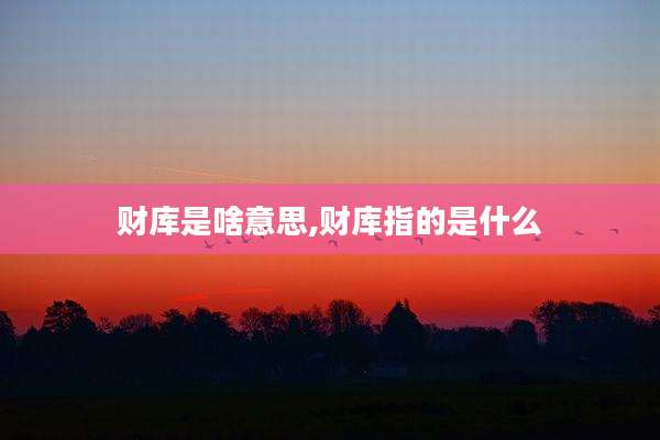 财库是啥意思,财库指的是什么