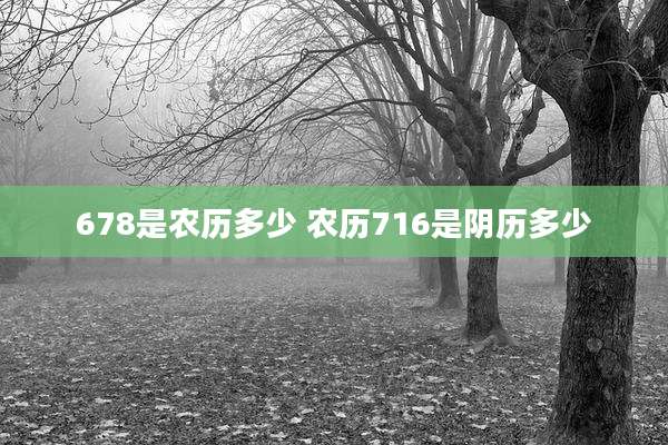 678是农历多少 农历716是阴历多少