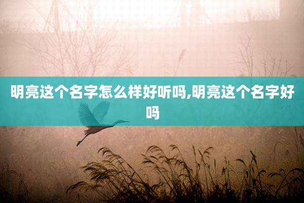 明亮这个名字怎么样好听吗,明亮这个名字好吗