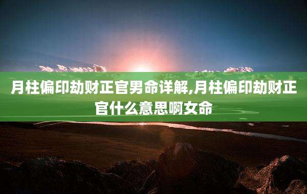 月柱偏印劫财正官男命详解,月柱偏印劫财正官什么意思啊女命