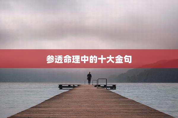 参透命理中的十大金句