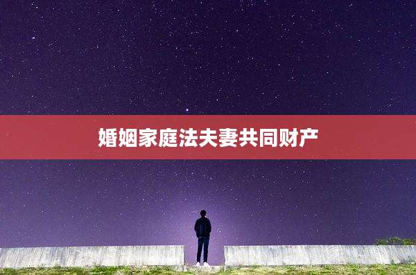 婚姻家庭法夫妻共同财产