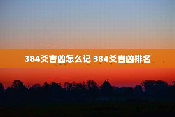 384爻吉凶怎么记 384爻吉凶排名