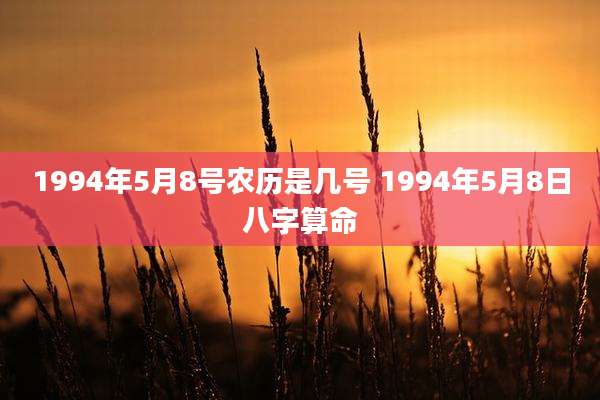 1994年5月8号农历是几号 1994年5月8日八字算命