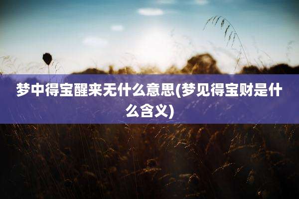 梦中得宝醒来无什么意思(梦见得宝财是什么含义)