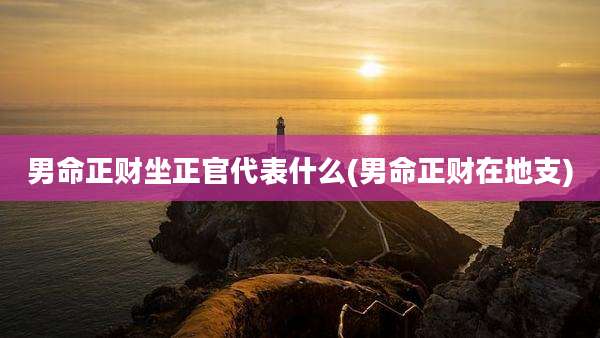 男命正财坐正官代表什么(男命正财在地支)