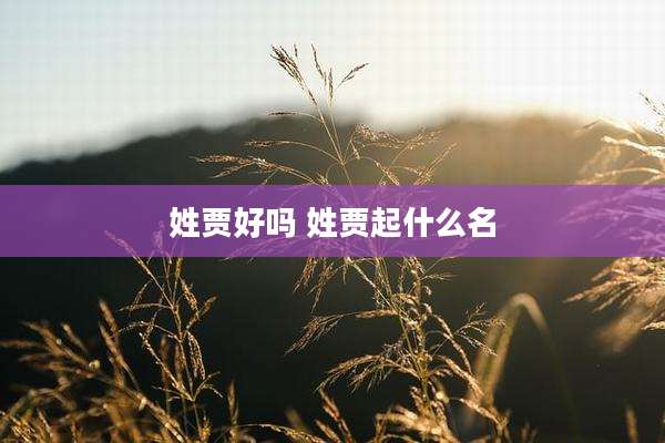 姓贾好吗 姓贾起什么名