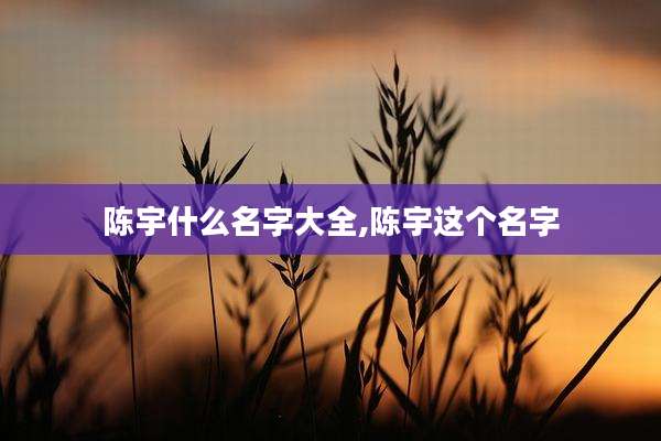 陈宇什么名字大全,陈宇这个名字