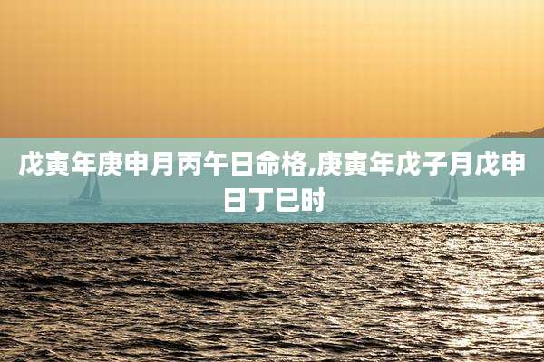 戊寅年庚申月丙午日命格,庚寅年戊子月戊申日丁巳时