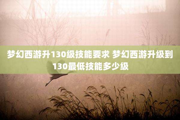 梦幻西游升130级技能要求 梦幻西游升级到130最低技能多少级