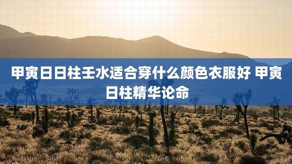 甲寅日日柱壬水适合穿什么颜色衣服好 甲寅日柱精华论命