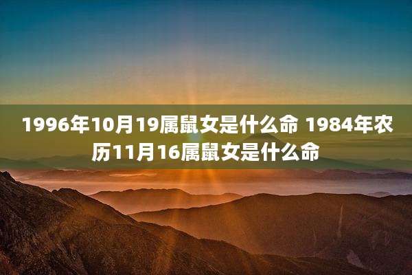 1996年10月19属鼠女是什么命 1984年农历11月16属鼠女是什么命