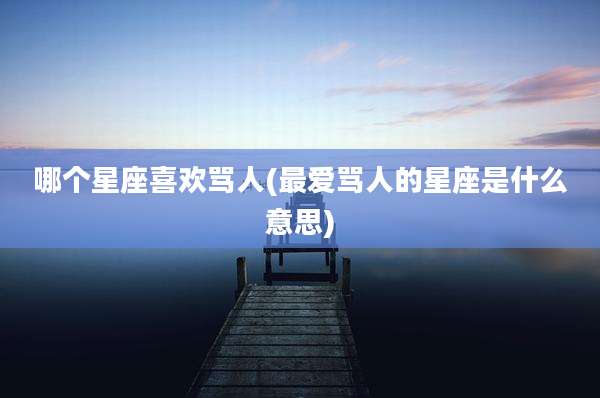 哪个星座喜欢骂人(最爱骂人的星座是什么意思)