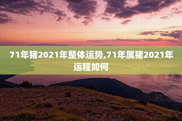 71年猪2021年整体运势,71年属猪2021年运程如何