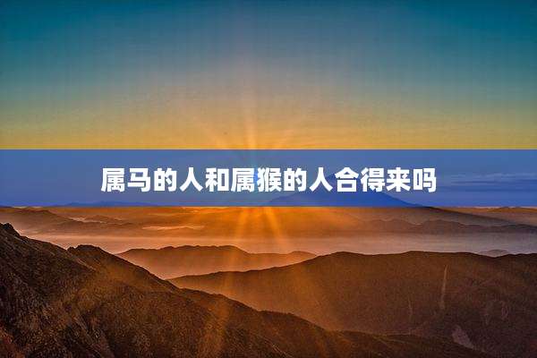 属马的人和属猴的人合得来吗