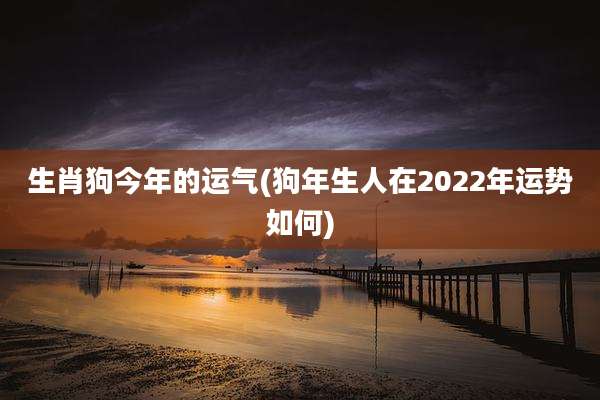 生肖狗今年的运气(狗年生人在2022年运势如何)