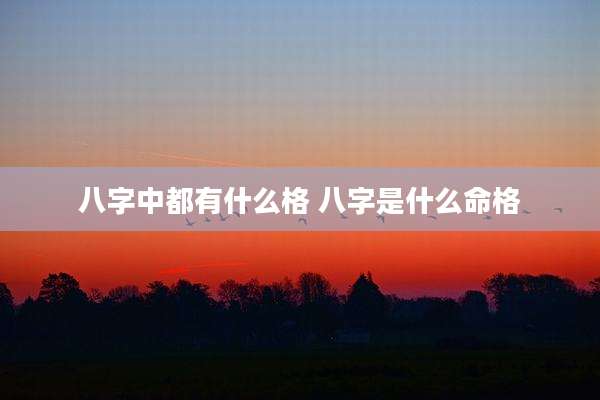 八字中都有什么格 八字是什么命格