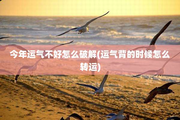今年运气不好怎么破解(运气背的时候怎么转运)