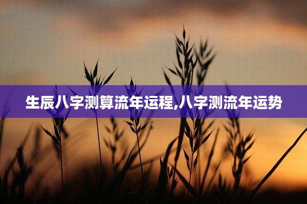 生辰八字测算流年运程,八字测流年运势