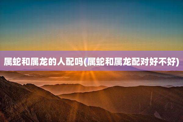 属蛇和属龙的人配吗(属蛇和属龙配对好不好)