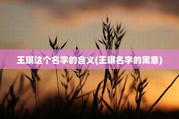 王琪这个名字的含义(王琪名字的寓意)