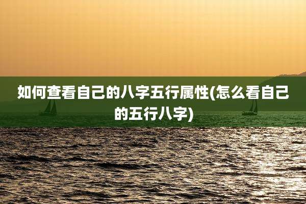 如何查看自己的八字五行属性(怎么看自己的五行八字)