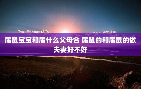 属鼠宝宝和属什么父母合 属鼠的和属鼠的做夫妻好不好