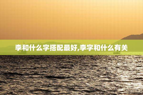 李和什么字搭配最好,李字和什么有关