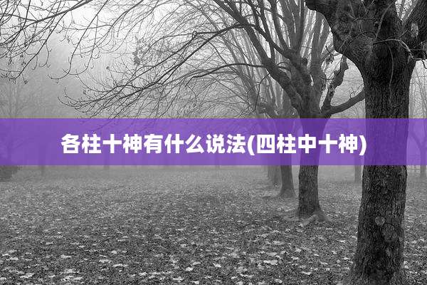 各柱十神有什么说法(四柱中十神)