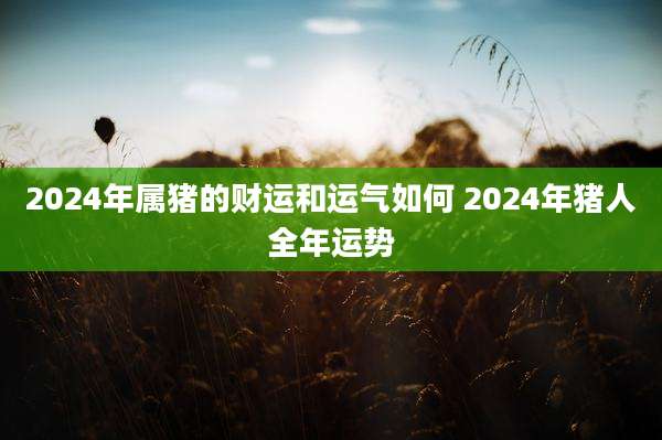 2024年属猪的财运和运气如何 2024年猪人全年运势