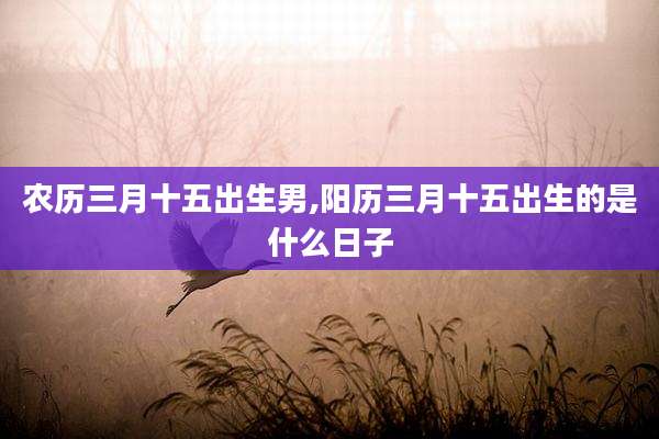 农历三月十五出生男,阳历三月十五出生的是什么日子