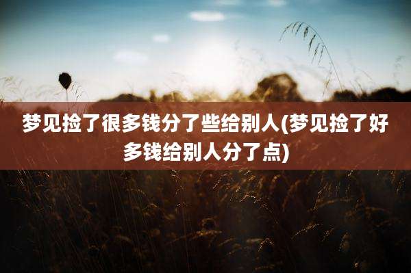 梦见捡了很多钱分了些给别人(梦见捡了好多钱给别人分了点)