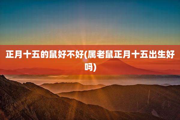 正月十五的鼠好不好(属老鼠正月十五出生好吗)
