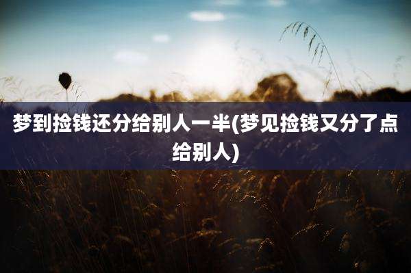 梦到捡钱还分给别人一半(梦见捡钱又分了点给别人)